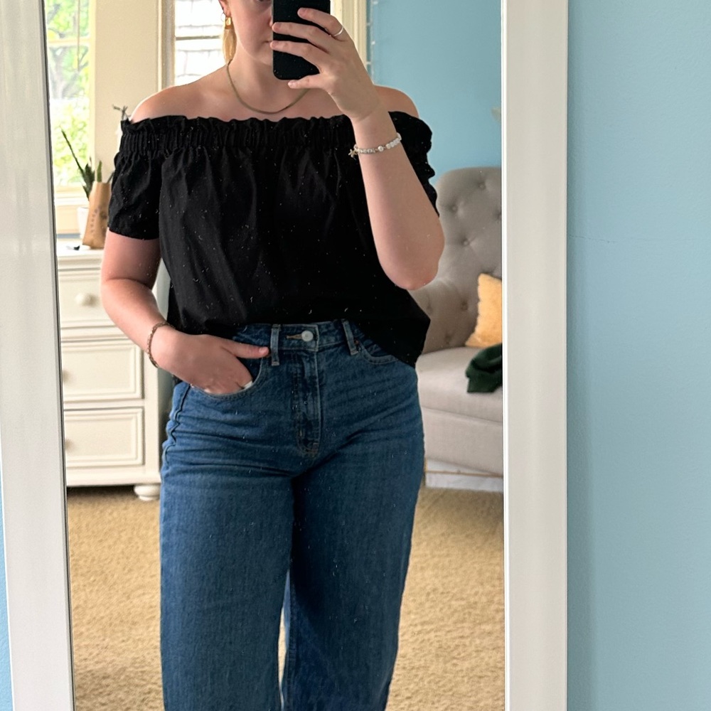 Black off-the-shoulder top